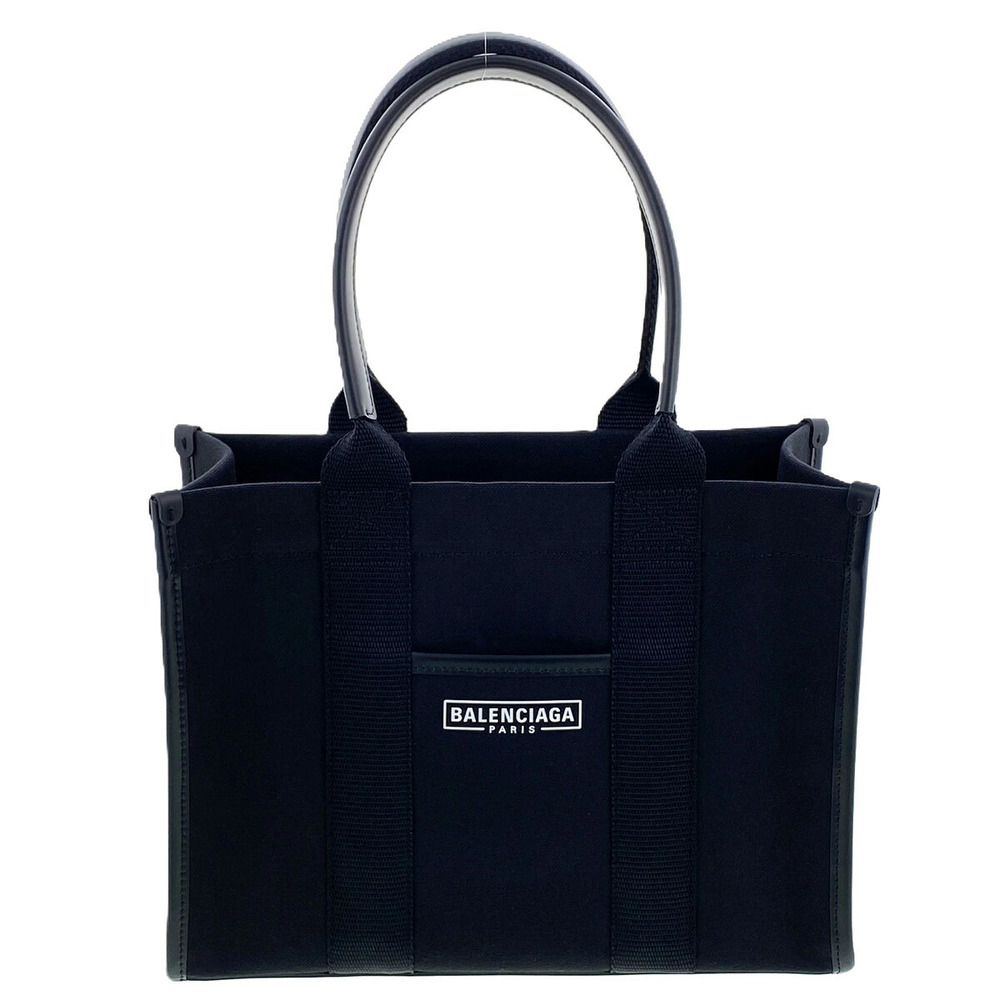 BALENCIAGA TOTE Handbag Canvas Leather Black